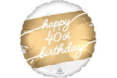 Foil balloon - "Happy 40th Birthday" - 45 cm